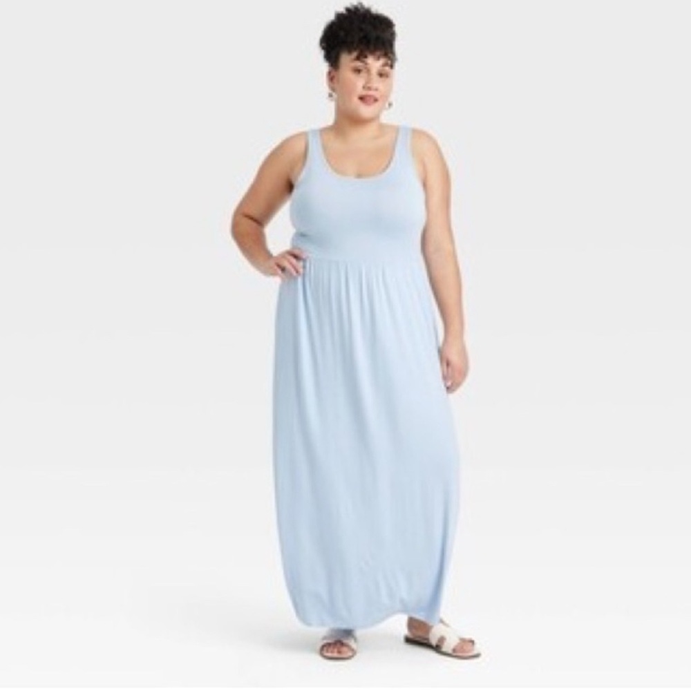 Ava & Viv Blue Maxi Sundress Sleeveless Scoop Neck